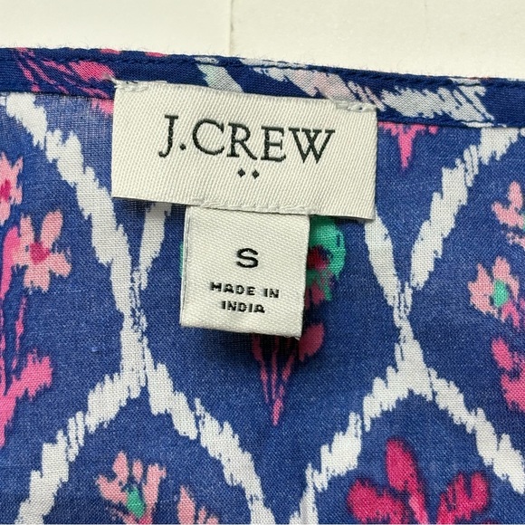 J Crew Swim Cover Up Tunic Size S Cotton Lightweight 3/4 Sleeve Blue Floral - Picture 11 of 12